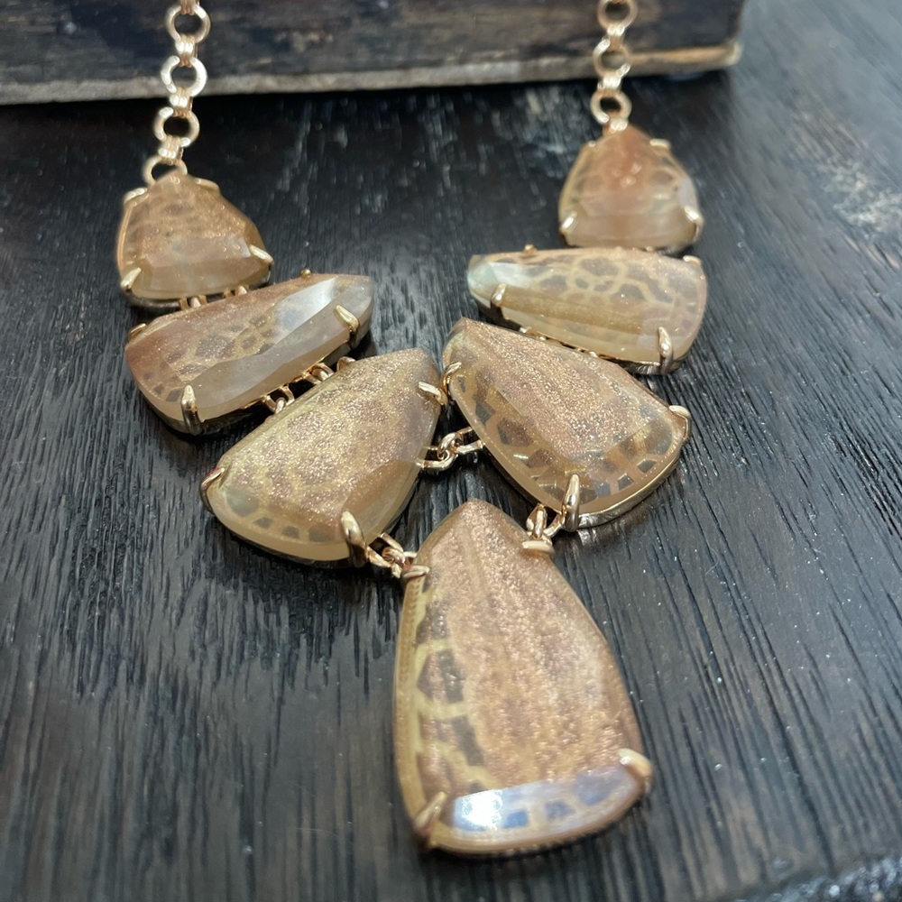 NWT Harlie Rose Gold Statement Necklace in Gold Dusted Glass! - Picture 5 of 5